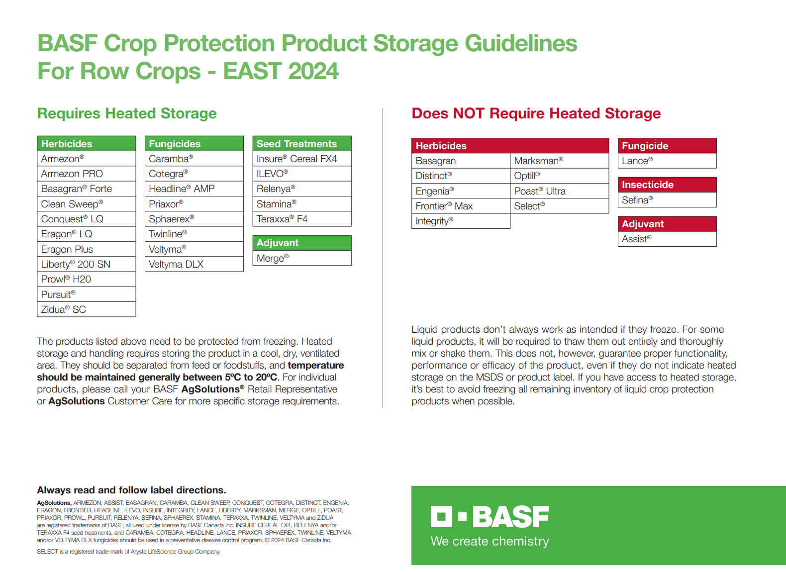Product Storage Guidelines – Row Crop Cover