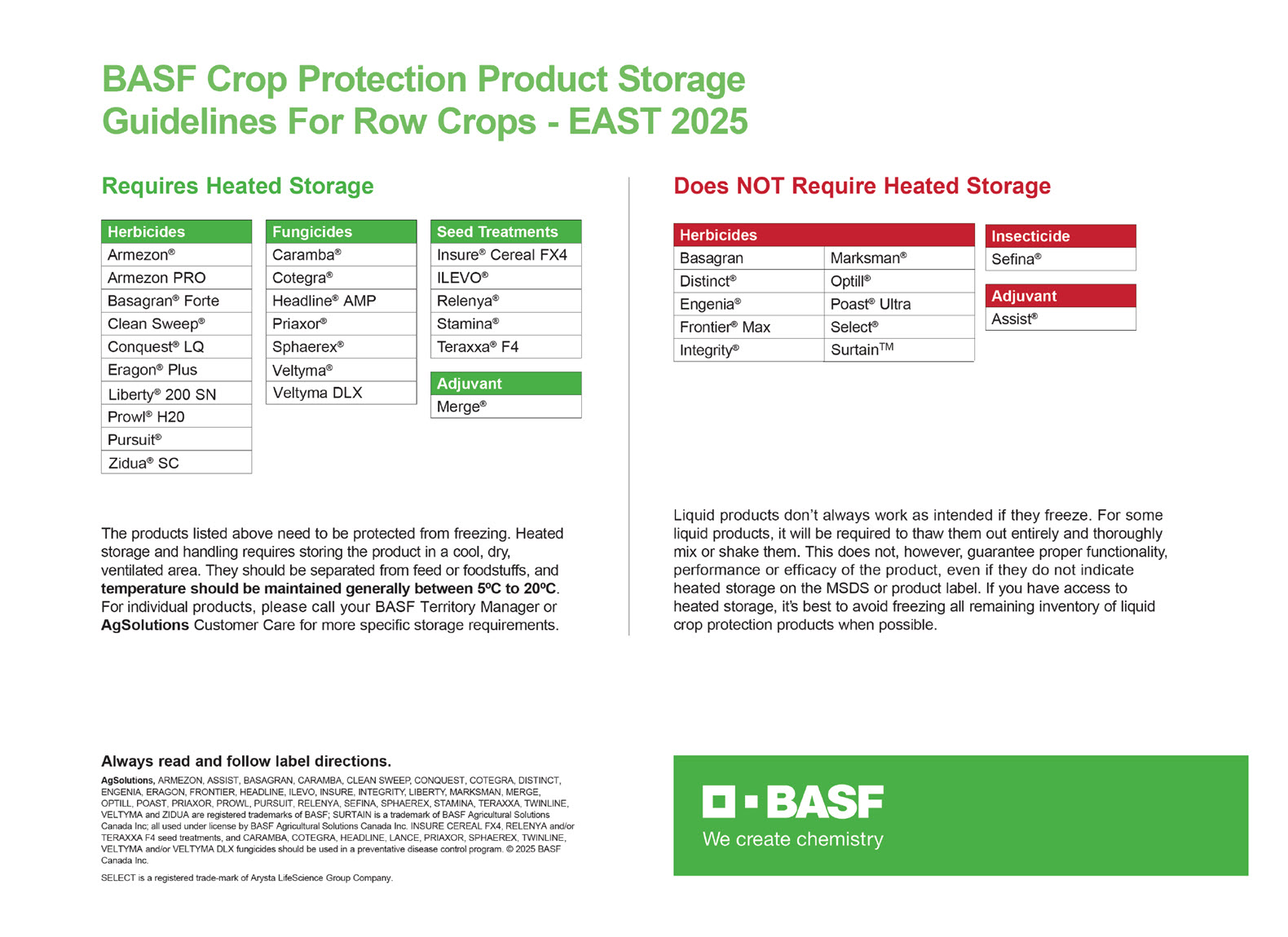 Product Storage Guidelines – Row Crop Cover