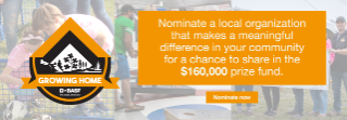 Promotional banner for Growing Home and a Nominate now button. 
