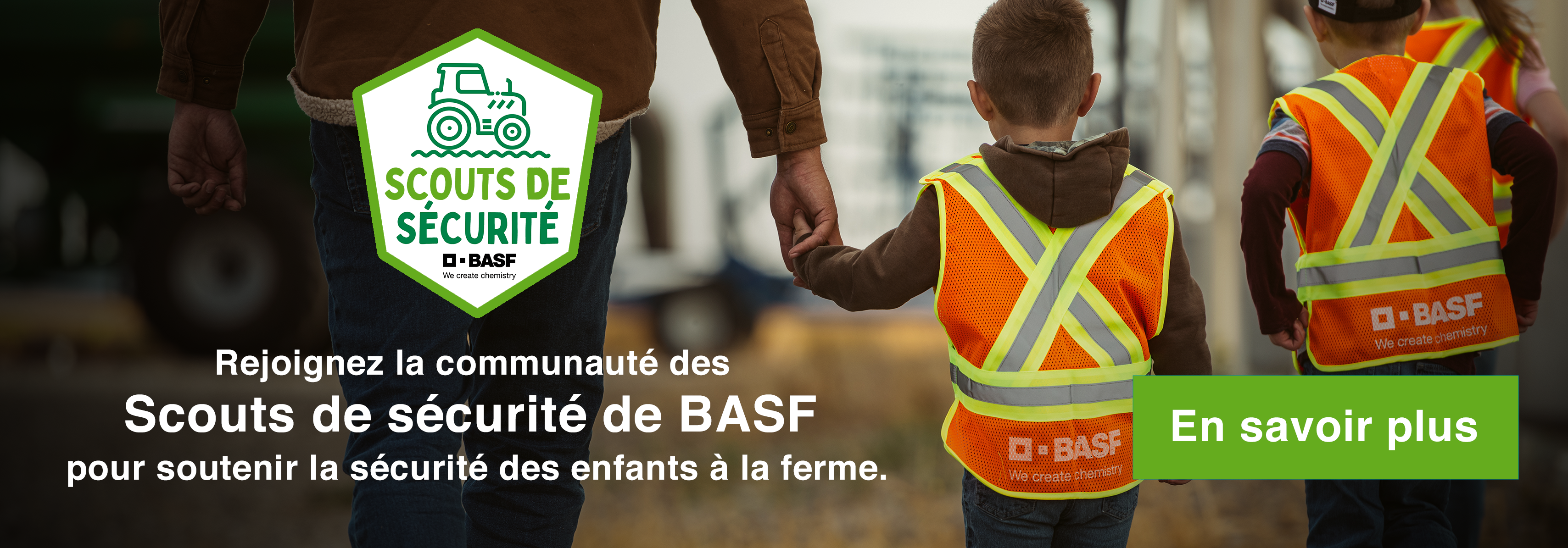 Children walking with safety vest holding parent's hand