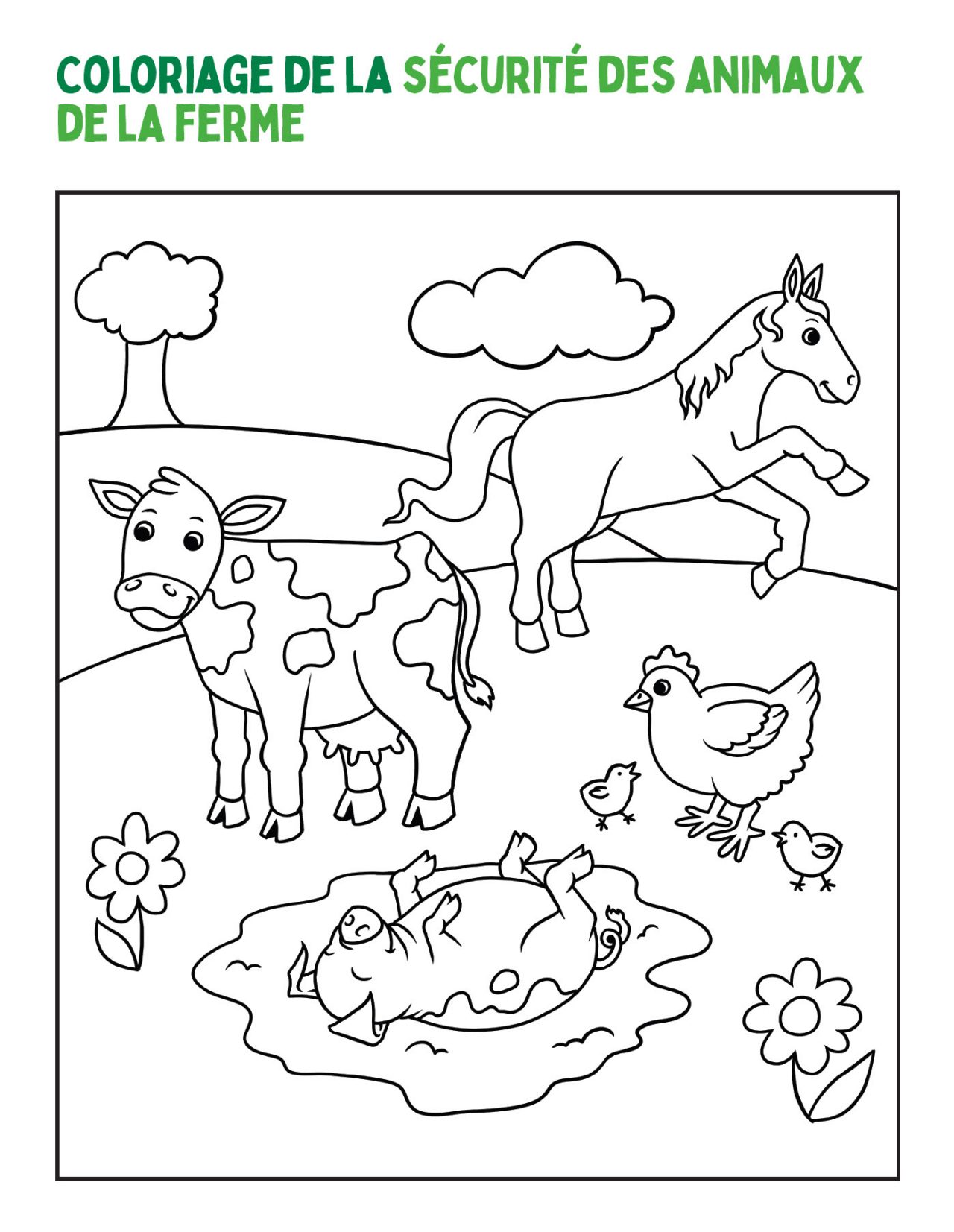 Farm safety colouring sheet
